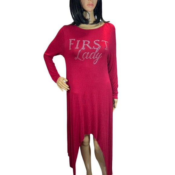 (6 for $25) Cleo Long Sleeve Asymmetrical First Lady Night Dress NWT - Picture 1 of 7